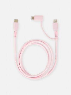 Primark 1m/3.2ft Dual Cable Adapter Tech Dames Roze | Nederland 08276-YVKZ
