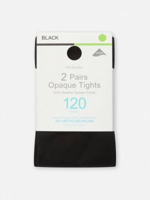Primark 2-Pack 120 Denier Opaque Tights Hardloopbroek Dames Zwart | Nederland 14529-FIPR