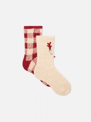 Primark 2-Pack Christmas Cozy Sokken Dames Beige | Nederland 76231-ELFY