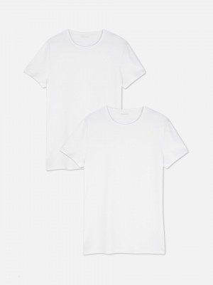 Primark 2-Pack Crew Neck T-shirts Heren Wit | Nederland 72619-YGML