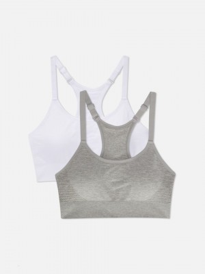Primark 2-Pack Essential Racerback Sports BH Dames Wit | Nederland 40172-GQIM