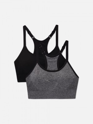 Primark 2-Pack Essential Racerback Sports BH Dames Zwart | Nederland 68572-EQAL