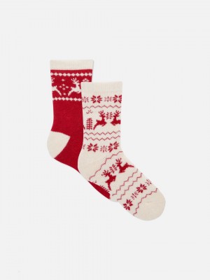 Primark 2-Pack Fair Isle Christmas Sokken Dames Rood | Nederland 12457-DERX