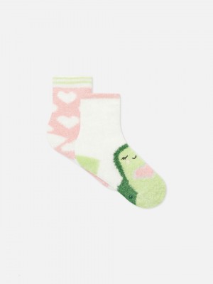 Primark 2-Pack Fluffy Avocado Crew Sokken Meisjes Roze | Nederland 06734-ZDVP