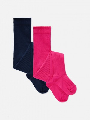 Primark 2-Pack Geribbeld Tights Hardloopbroek Meisjes Donkerblauw | Nederland 48653-GFXH