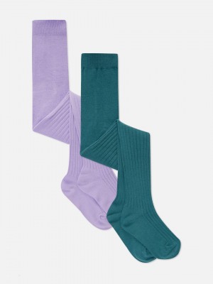 Primark 2-Pack Geribbeld Tights Hardloopbroek Meisjes Paars | Nederland 62147-TUBF
