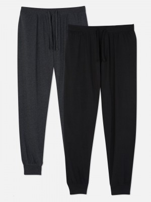 Primark 2-Pack Jersey Pajama Bottoms Pyjama Heren Zwart | Nederland 47031-KSOP
