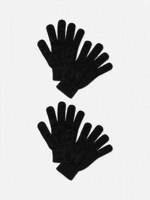 Primark 2-Pack Knit Handschoenen Heren Zwart | Nederland 04726-CTNO