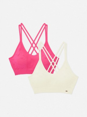 Primark 2-Pack Textured Bandjes Bralettes BH Dames Roze | Nederland 61508-QHNV