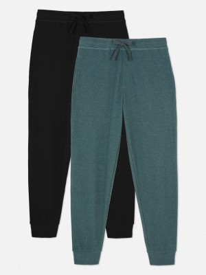 Primark 2-Pack Waffle Joggingbroeken Heren Zwart | Nederland 62470-SBPZ