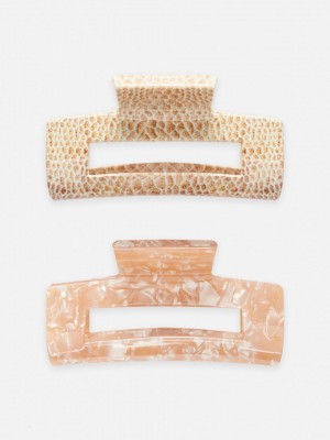 Primark 2pk Rectangle Claw Clip Haaraccessoires Dames Bruin | Nederland 32104-TIBU