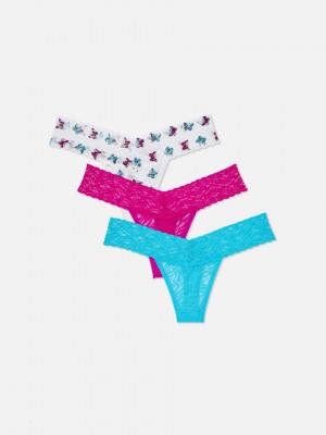 Primark 3-Pack Bandeau Stretch Kanten String Dames Turquoise | Nederland 28673-IMBL