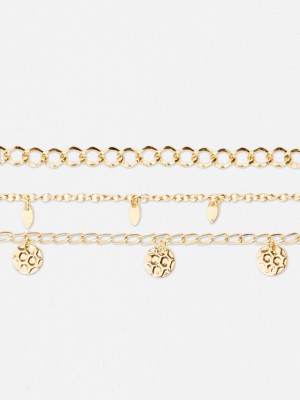 Primark 3-Pack Chain Anklets Enkelbandje Dames Geel | Nederland 47296-NGQM