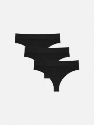 Primark 3-Pack Essential Seamfree String Dames Zwart | Nederland 75624-ONUQ