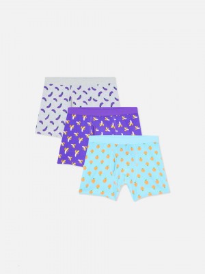 Primark 3-Pack Eten Print Boxer Slips Heren Paars | Nederland 24183-INSE