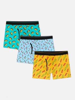 Primark 3-Pack Eten Print Boxer Slips Heren Gekleurd | Nederland 65729-DQJK