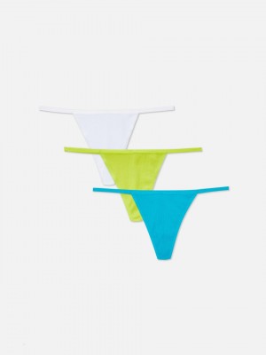 Primark 3-Pack Geribbeld G-String String Dames Turquoise | Nederland 43019-KRNF