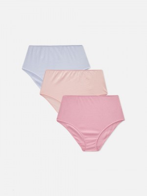 Primark 3-Pack Geribbeld High-Waisted Full Slips Dames Roze | Nederland 83654-CWIU