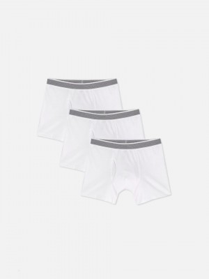 Primark 3-Pack Gestreept Waistband Boxers Korte Broek Heren Wit | Nederland 18623-XOLJ