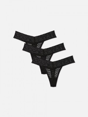 Primark 3-Pack Kanten Bandeau String Dames Zwart | Nederland 57968-IZPH