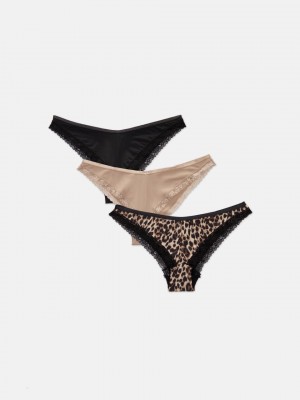 Primark 3-Pack Kanten Trim Print Brazilian Slips Dames Paars | Nederland 65028-NIBT