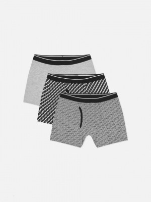 Primark 3-Pack Mixed Print Boxer Slips Heren Grijs | Nederland 02416-LZIK