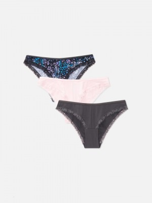 Primark 3-Pack Mode Kanten Trim Brazilian Slips Dames Zwart | Nederland 08975-GZFE