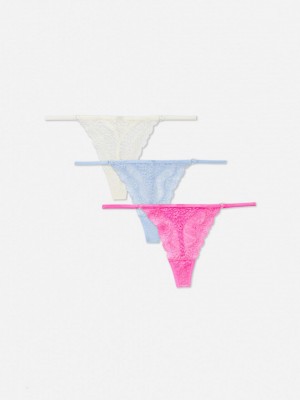 Primark 3-Pack Multi Kanten String Dames Roze | Nederland 07392-FMEL