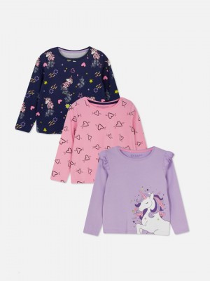 Primark 3-Pack Multi Long Sleeve T-shirts Meisjes Paars | Nederland 14760-VPUO