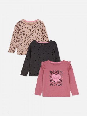 Primark 3-Pack Multi Long Sleeve T-shirts Meisjes Roze | Nederland 24857-ZIQA