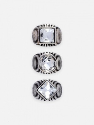 Primark 3-Pack Rita Ora Chunky Rhinestone Rings Ringen Dames Wit | Nederland 40715-DKMI