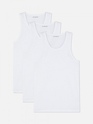 Primark 3-Pack Sleevelesss Tanktop Heren Wit | Nederland 50619-DFRJ