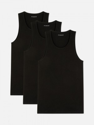 Primark 3-Pack Sleevelesss Tanktop Heren Zwart | Nederland 52176-GODN