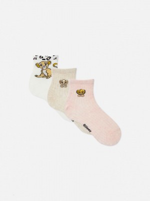 Primark 3-Pack The Lion King Quarter Crew Sokken Dames Roze | Nederland 86409-KBMU