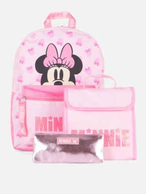 Primark 3-Piece Minnie Mouse School Set Rugzak Meisjes Roze | Nederland 72415-MVNW