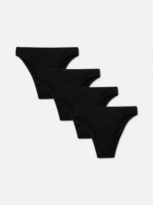 Primark 4-Pack Bikini Slips Dames Zwart | Nederland 15476-KFGA