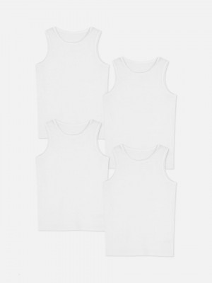 Primark 4-Pack Geribbeld Thermals Vest Jongens Wit | Nederland 09614-FCWZ