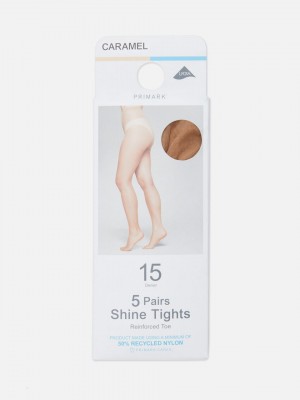 Primark 5-Pack 15 Denier Shine Tights Hardloopbroek Dames Beige | Nederland 93864-YADF