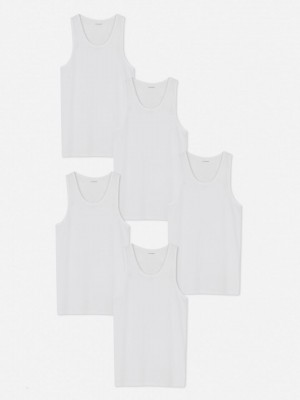 Primark 5-Pack Essentials Vest Heren Wit | Nederland 39584-ITPF