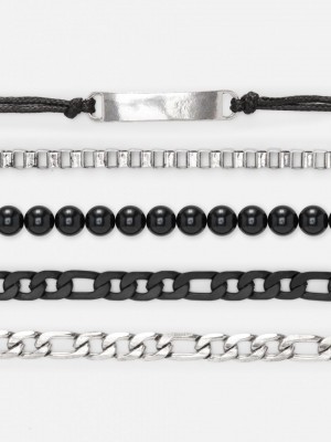 Primark 5-Pack Grunge Armbanden Heren Zwart | Nederland 95263-CXJI