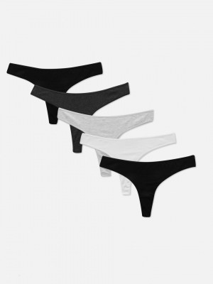 Primark 5-Pack Katoenen Stretch String Dames Zwart | Nederland 18649-NVJY