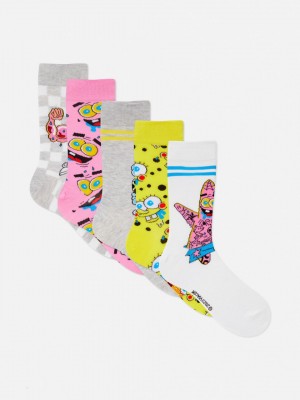 Primark 5-Pack SpongeBob SquarePants Crew Sokken Heren Gekleurd | Nederland 52730-DNSH