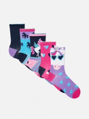 Primark 5-Pack Unicorn Ankle Sokken Meisjes Roze | Nederland 61749-BREX