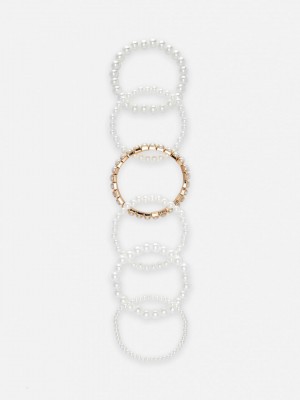 Primark 6-Pack Pearl Armbanden Dames Wit | Nederland 16374-CBGN