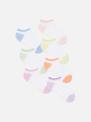 Primark 7-Pack Pattern Trim Ankle Sokken Dames Wit | Nederland 64570-USOI