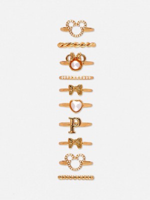 Primark 8-Pack Mickey Mouse and Friends Initial Rings Ringen Dames Geel | Nederland 38157-QMPW