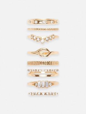 Primark 8-Pack Rhinestone Stacking Rings Ringen Dames Geel | Nederland 34872-AMCJ
