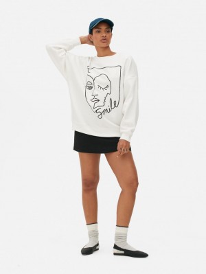 Primark Abstract Face Printed Sweatshirt Dames Room | Nederland 68235-BAUT