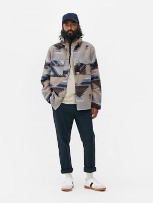 Primark Abstract Pattern Overshirt Overhemd Heren Grijs | Nederland 35472-PHAG