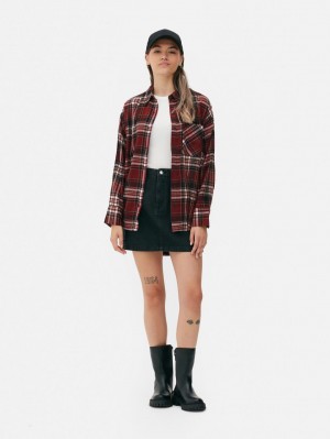 Primark Boyfriend Check Overhemd Dames Bordeaux | Nederland 48675-HNTV